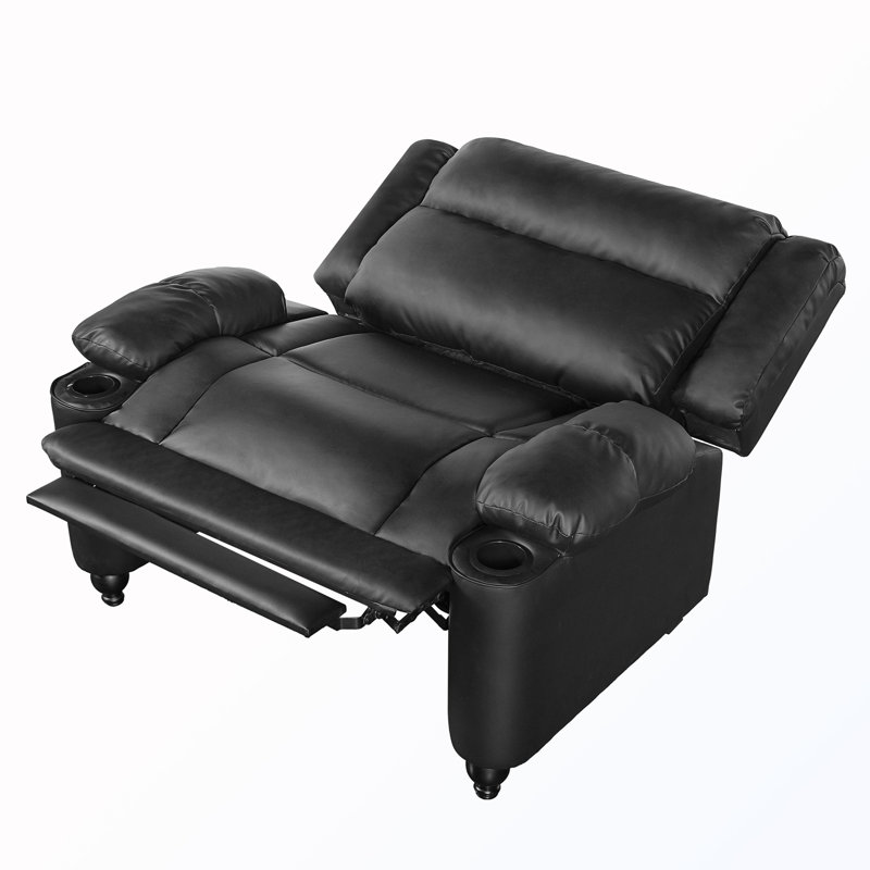 Fauteuil inclinable manuel capitonné, Similicuir noir