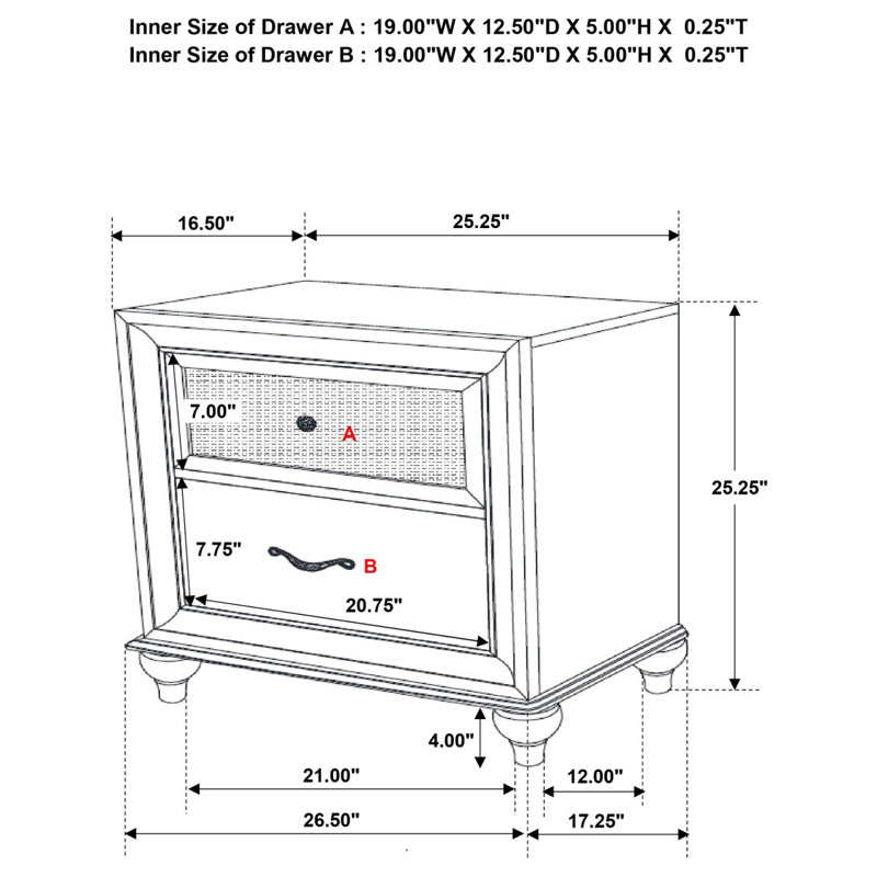 Ensemble de chambre à coucher grand lit 5 pièces Randall, Cinq pièces : Lit, table de chevet, 2 commodes, m