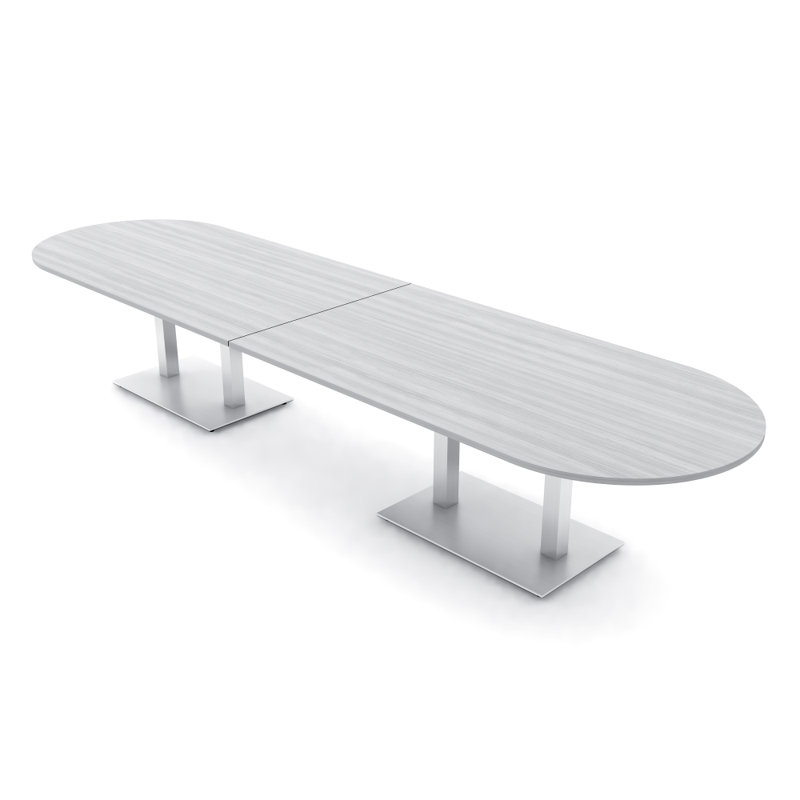 Table de conférence Racetrack, L 168 po x l 48 po, Cyprès blanc, Noir mat