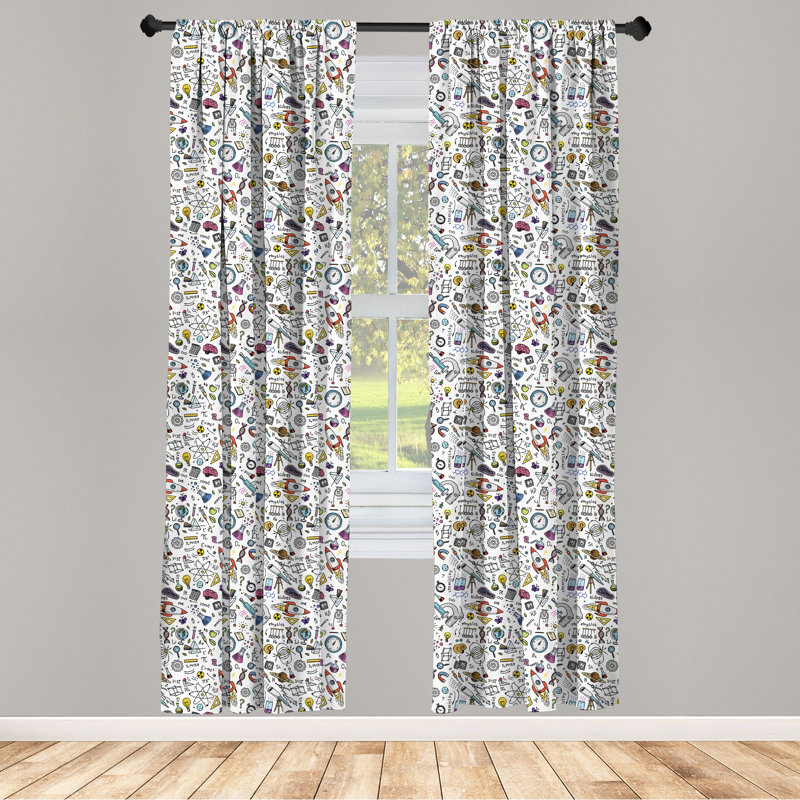 Educational Semi-Sheer Rod Pocket Curtain Panels, 28" x 84"