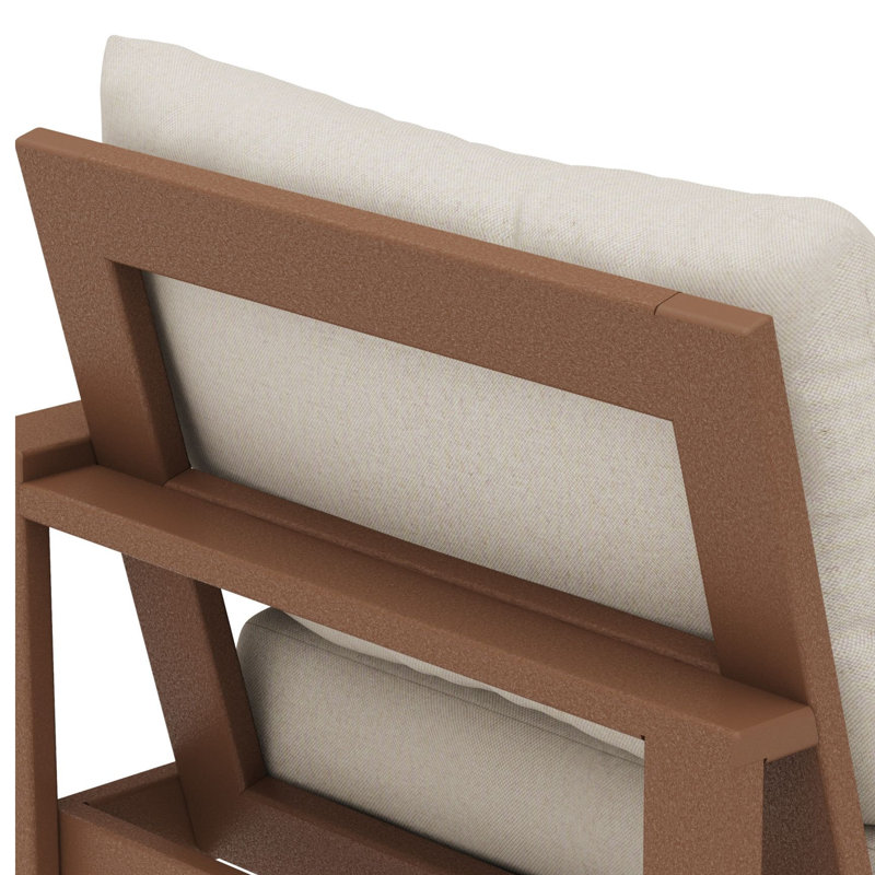 Fauteuil modulaire droit POLYWOOD® Edge, Revolution® toile de jute dune, Teck