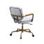 Fauteuil de bureau en cuir blanc - confortable et fonctionnel, pivotant à 360 degrés, hauteur réglable, base, gris antique et option d'espace de travail, look professionnel rétro, coussin de 3 po, mousse D6,5