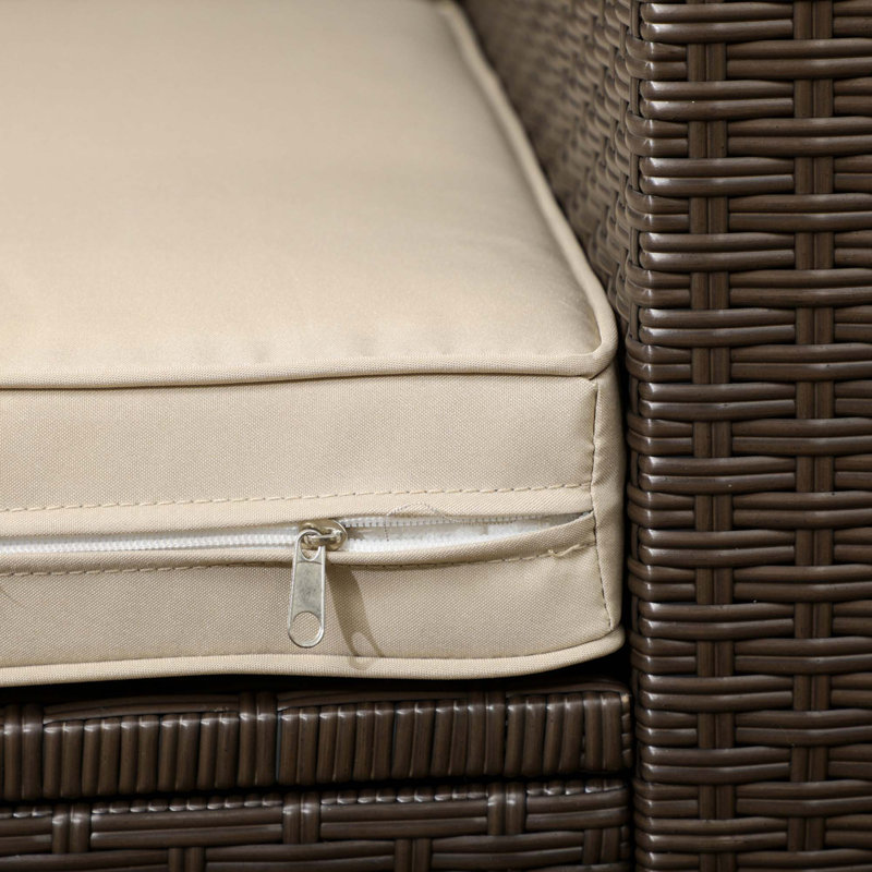 Outdoor Wicker Loveseat Sofa with All-Weather Comfort, Beige