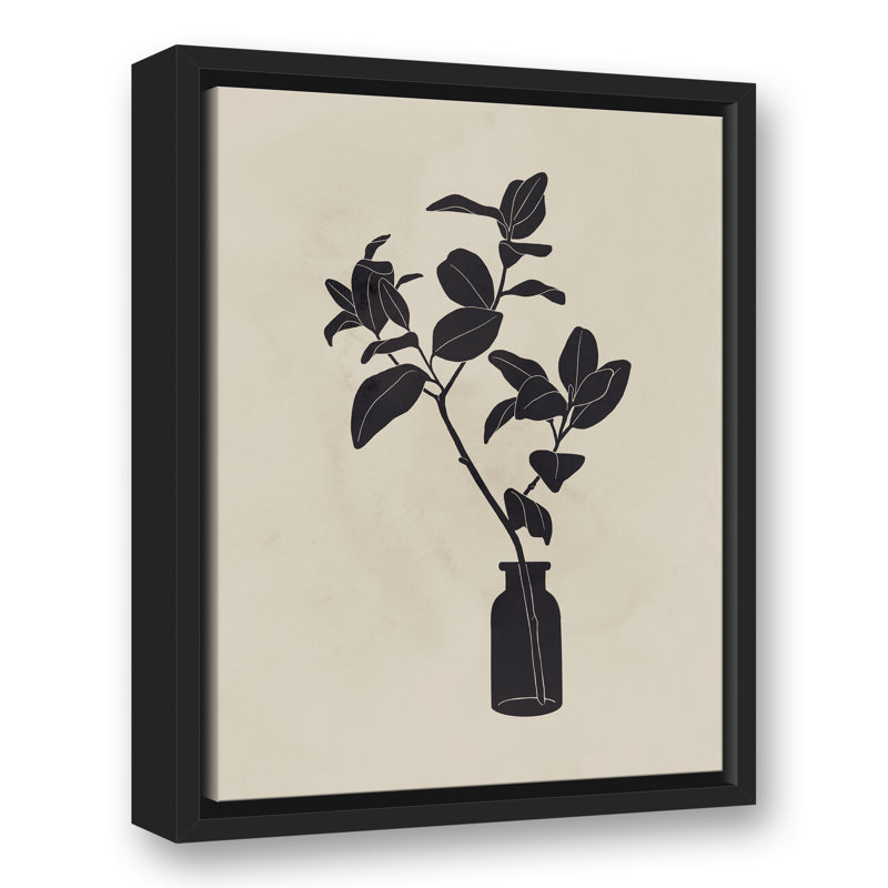 " Magnolia Stems ", 17.75" H x 13.75" W x 1.75" D, Black Floater Frame