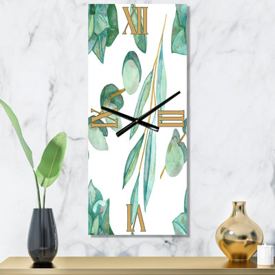 Horloge murale jeunes feuilles d'eucalyptus et branches III