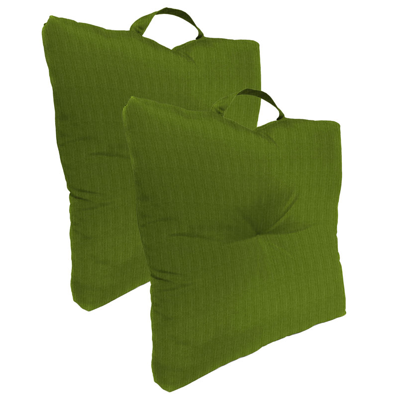 20" x 20" Tufted Outdoor Floor Cushion with Handle (Set of 2), Green 1