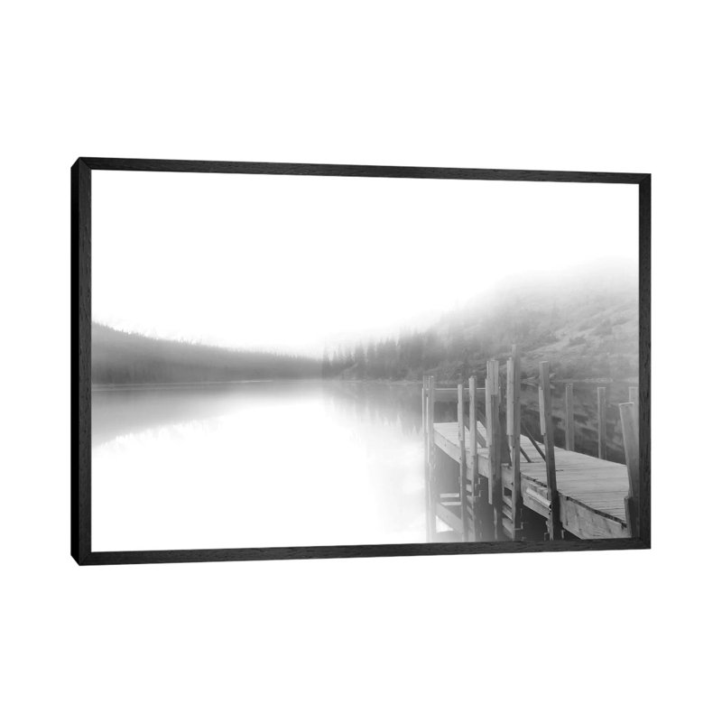 Mist on the Docks 1 Piece Wall Art on Canvas, 66.04 cm H x 45.72 cm W, Black Framed