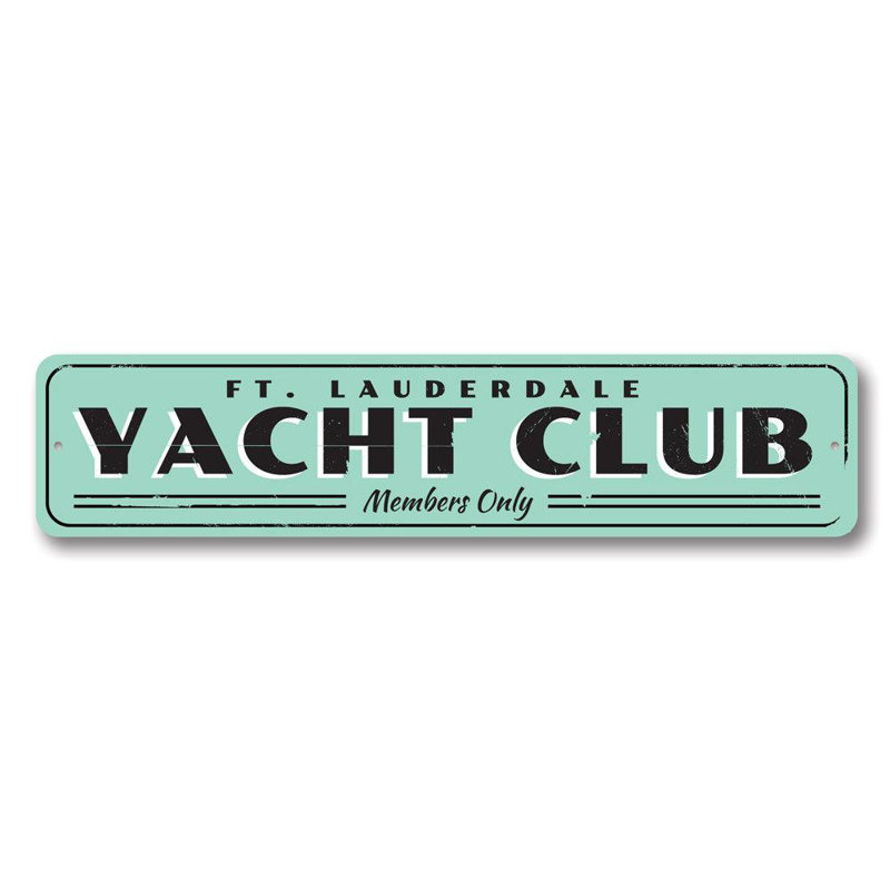Enseigne en aluminium Yacht Club, H 6 po x l 24 po x P 0,06 po