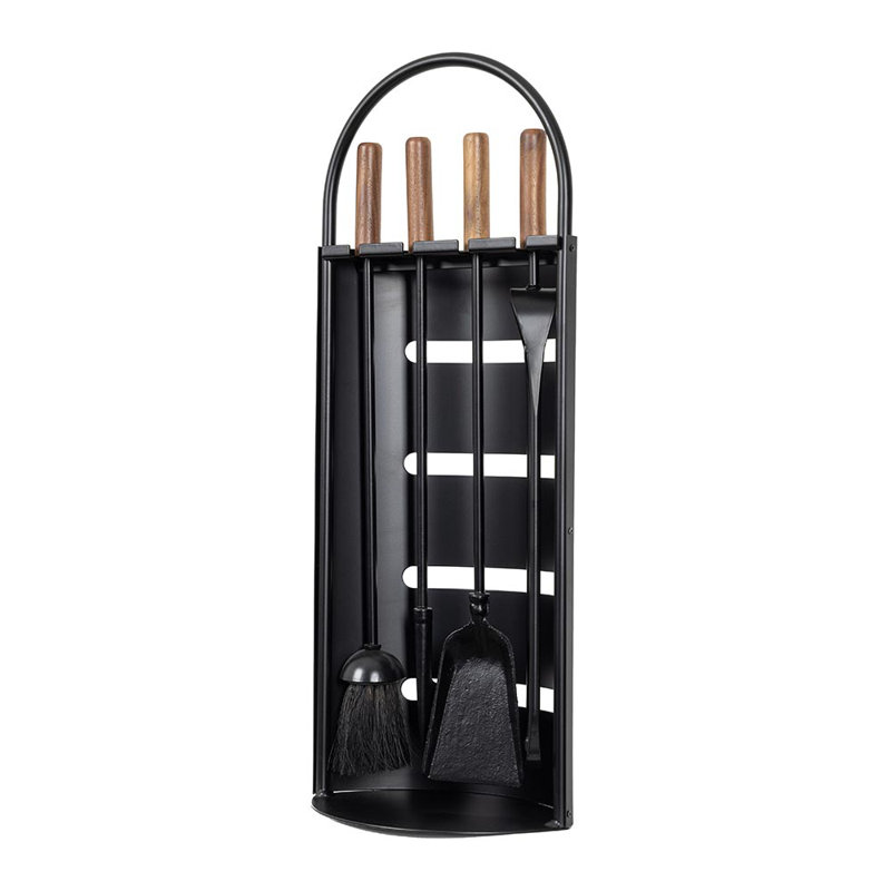 Modern Ember Noah 5 Piece Fireplace Tool Set in Black