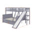 Lit simple superposé au dessus d'un lit double avec 2 tiroirs, glissière, tablettes, échelle-1985240942