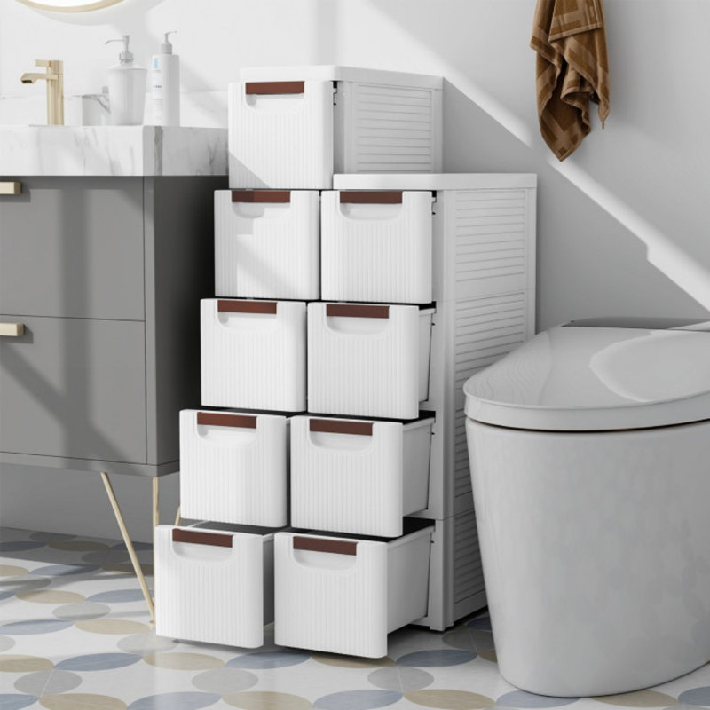4-Drawer Rolling Organizer Unit Narrow Storage Cabinet with Built-In Wheels for Small Space