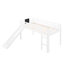 Lit mezzanine simple blanc avec escalier et tableau noir - bois massif pour une chambre à coucher élégante, structure en pin, glissade, plaisir