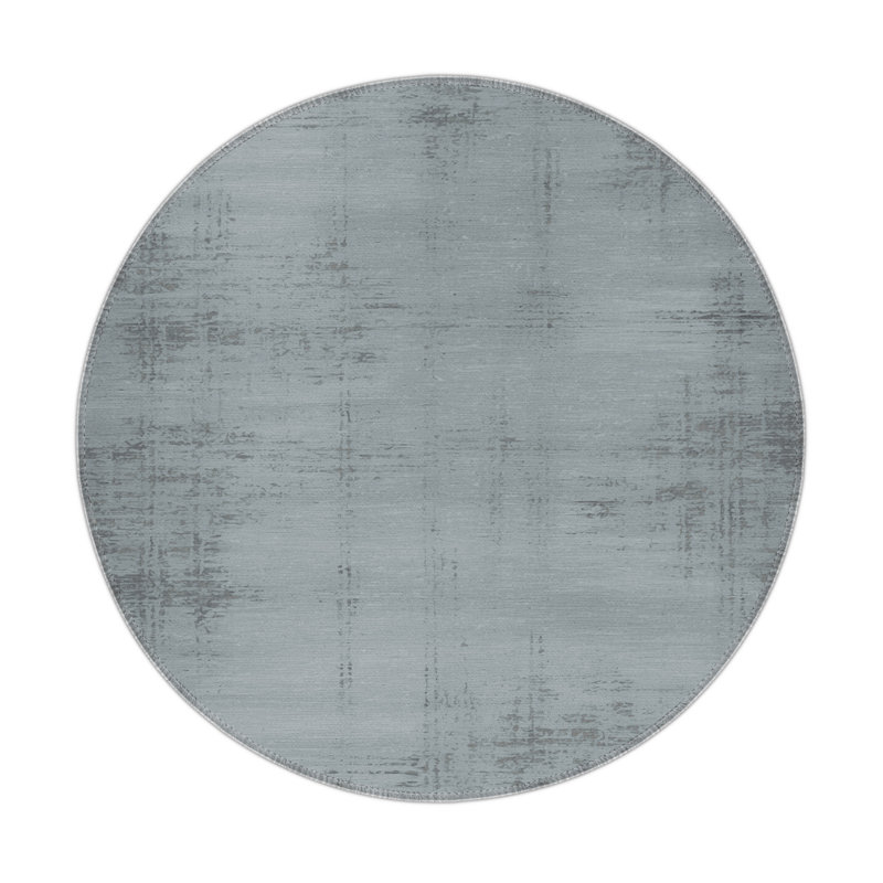 Abstract Gray Indoor and Outdoor Area Rug, Round 5'