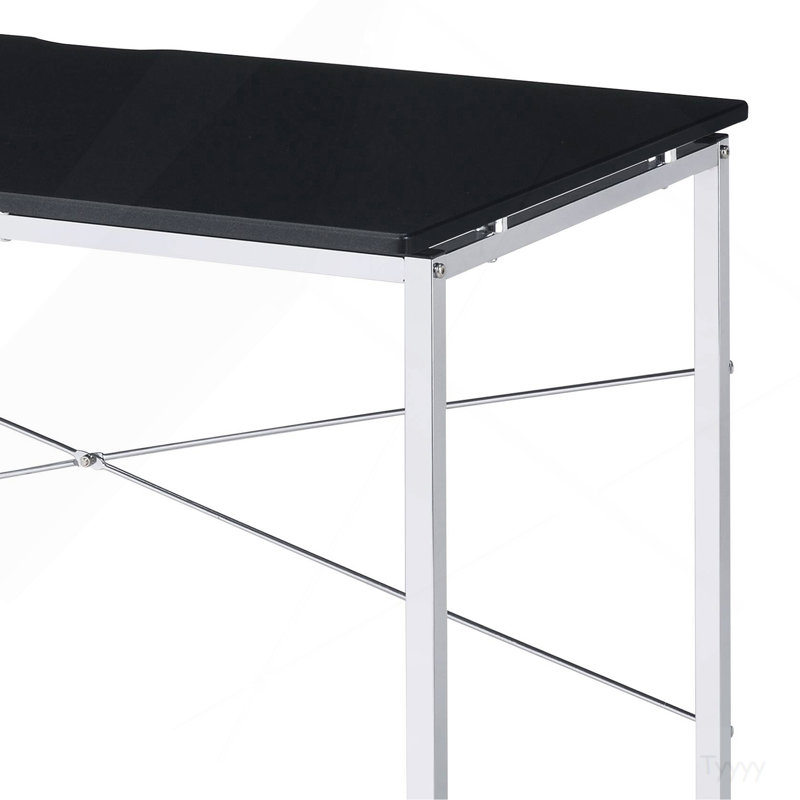 Bureau d'écriture noir et chrome avec base traîneau, Black+Silver