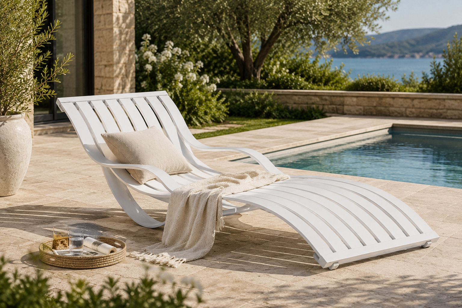 Hareton 31" Patio Chaise Lounge, White