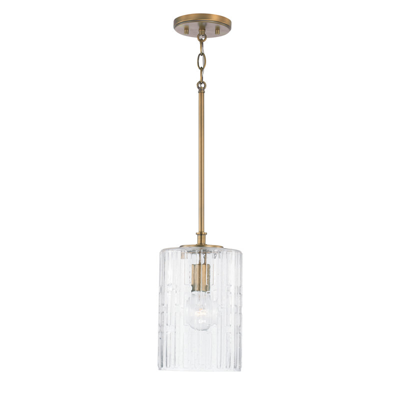Luminaire suspendu cylindrique à 1 lumière Emerson, Laiton vieilli