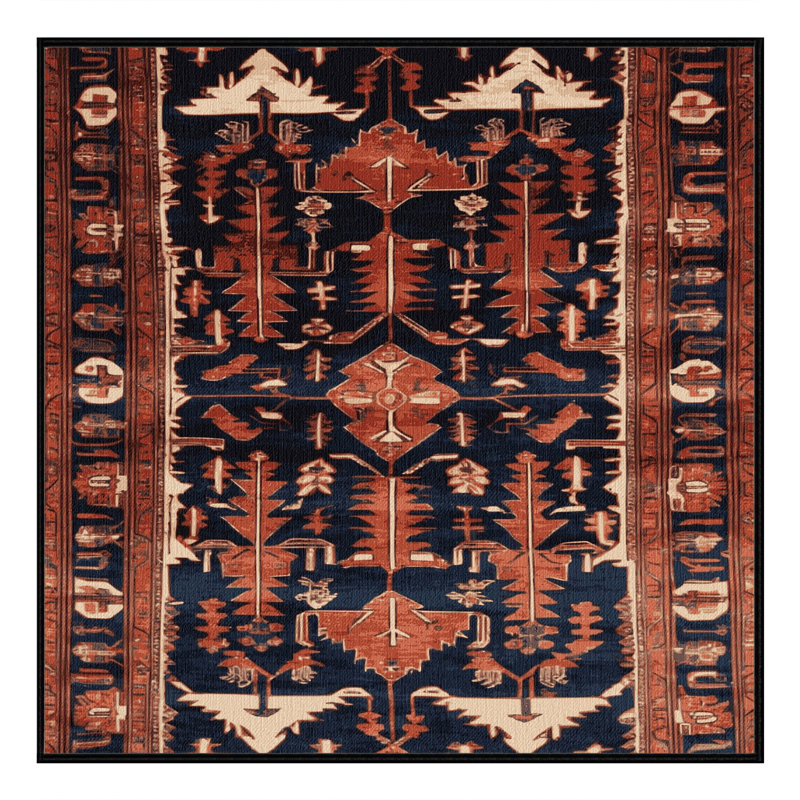 Tapis persan noir lavable à la machine, Carré 4 pi
