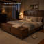 Lit plateforme traîneau avec banc de rangement au pied du lit, King, noyer brun-720733868-720733870
