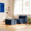 Fauteuil de plancher en velours, fauteuil simple de conception minimaliste, fauteuil sans accoudoirs à compression entièrement éponge, avec repose-pieds-1139040611