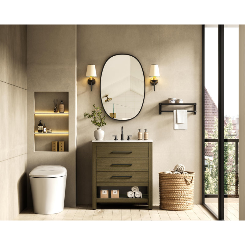 Meuble-lavabo simple 30 po_Moderne_VF60530, Brun châtaigne