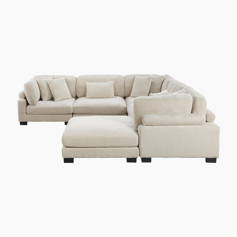 Brinsley 6-Piece 135" Corduroy Modular Sectional Sofa