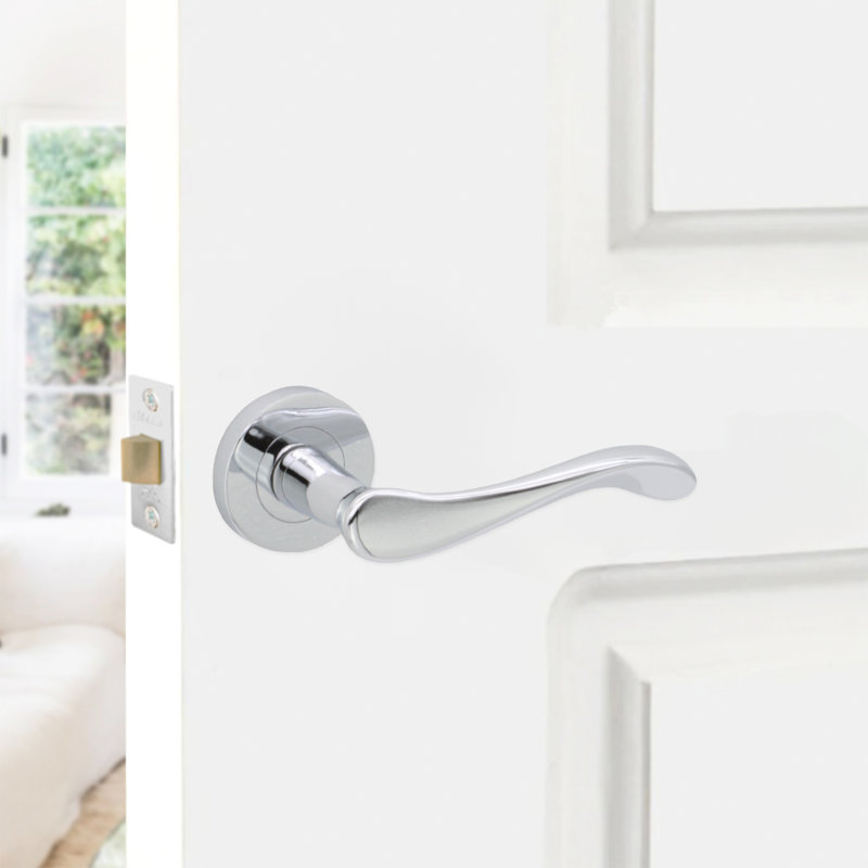 Rosalie Lever Door Handle, Polished Chrome
