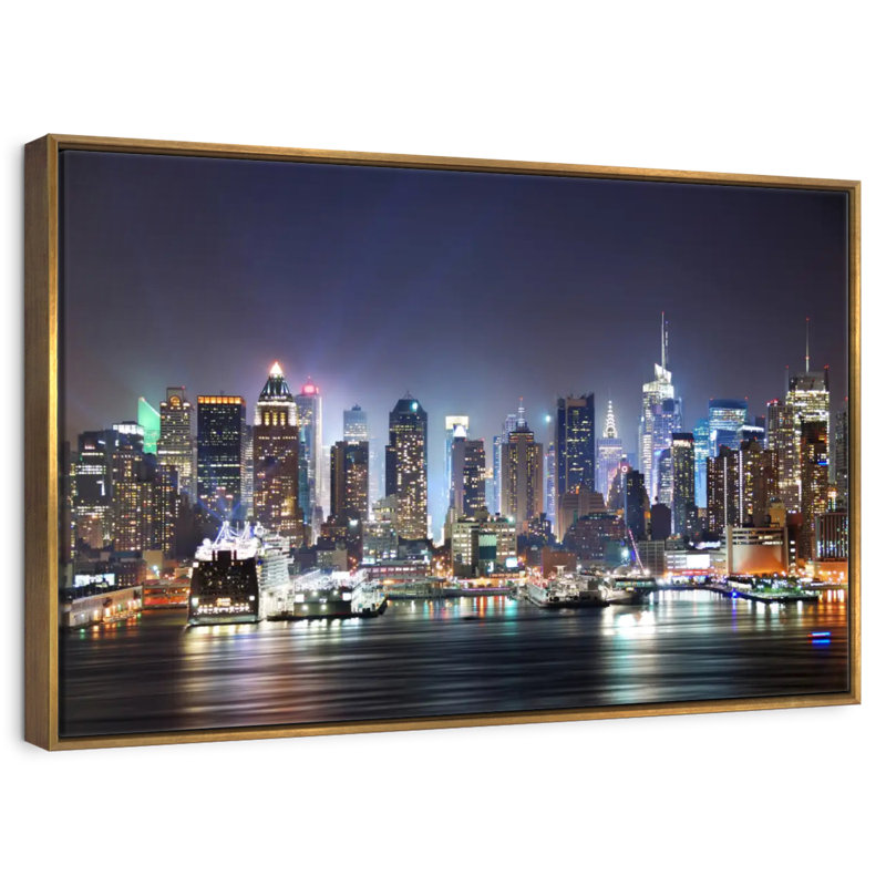 Veilleuses de New York, Cadre flottant doré, 13 po x 9 po