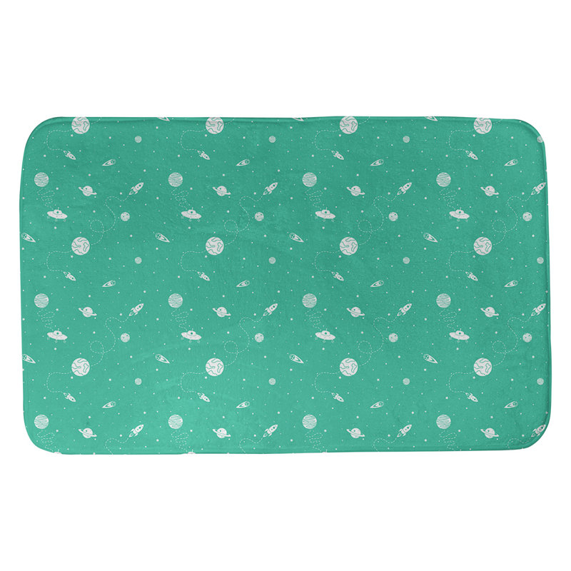 Tapis de salle de bain space outer Avicia, l 17 po x L 24 po, Vert