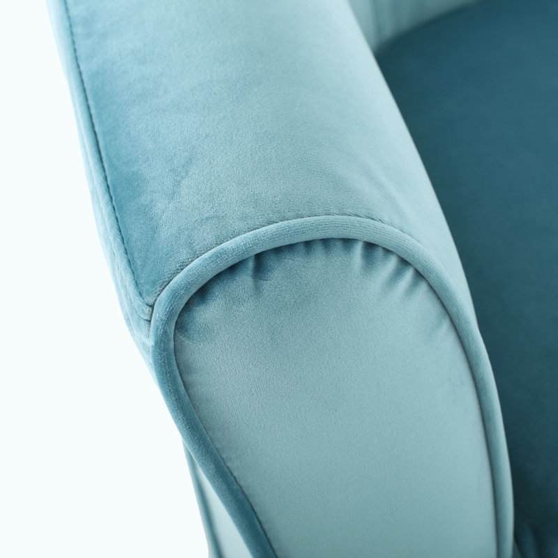 Fauteuil demi-tonneau pivotant et évasé, Velours bleu