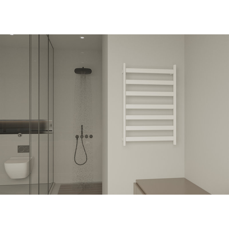 Porte-chauffe-serviettes mural électrique, Blanc mat