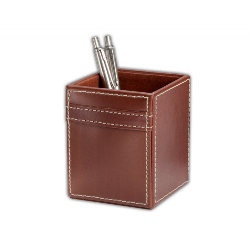 Porte-crayons en cuir Mehta brun rustique