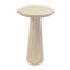 Table d'appoint d'extérieur Edrin Modern MGO en travertin texturé, avec plateau rond et base conique
