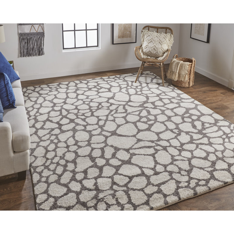 Belden Transitional Abstract, Ivory/Gray Area Rug, Rectangle 2' x 3'