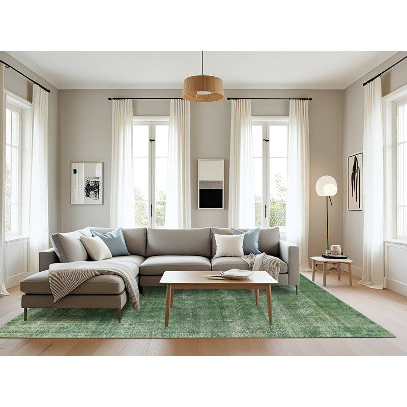 Tapis vert de style oriental, Rectangle 8 pi x 10 pi