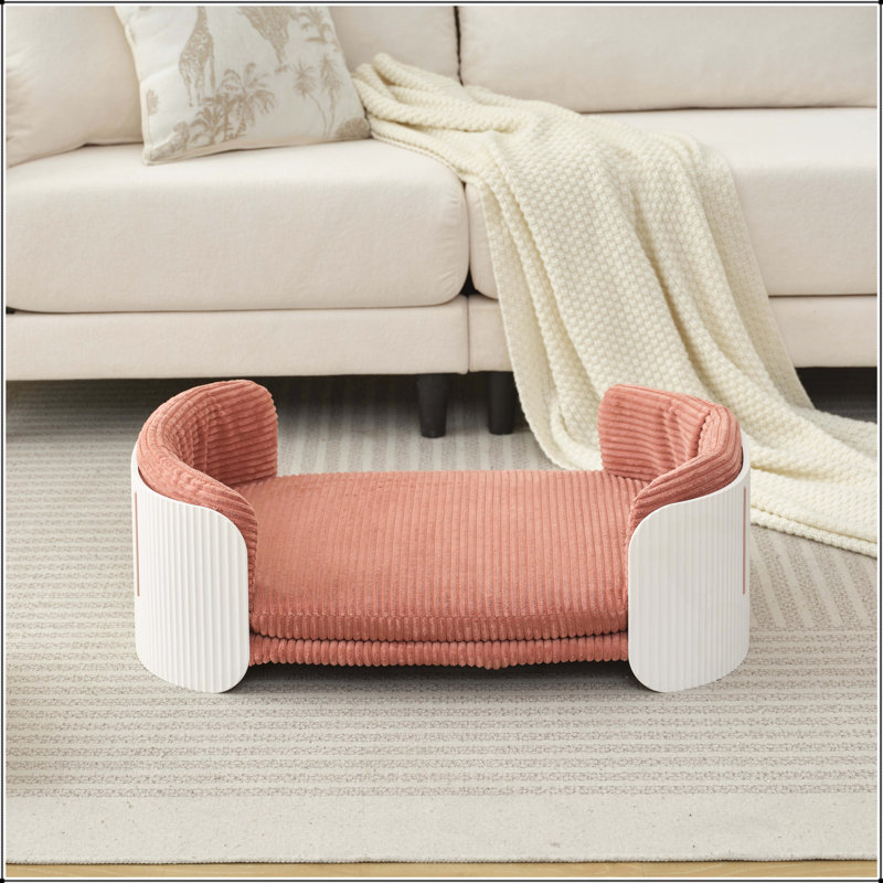 Lit pour animaux de compagnie, Blanc / Rose, H 10,23 po x l 33,46 po x P 20,07 po