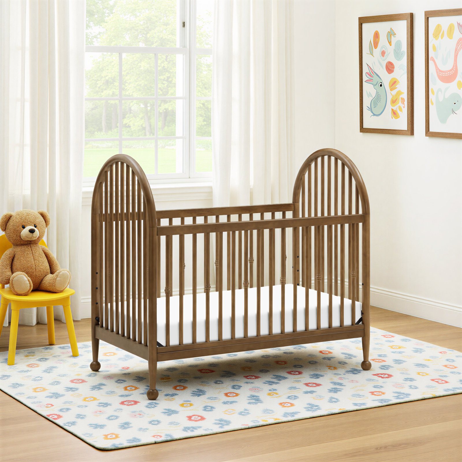 Greenguard Gold Certified 3 -in-1 Convertible Crib, Natural Walnut