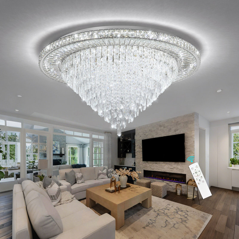 Modern Led Dimmable Chandelier Large, Chrome