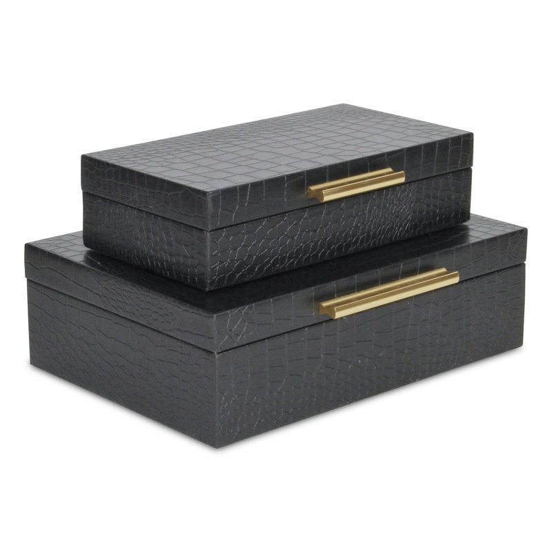 Ensemble de boîtes décoratives rectangulaires noires Rebeka