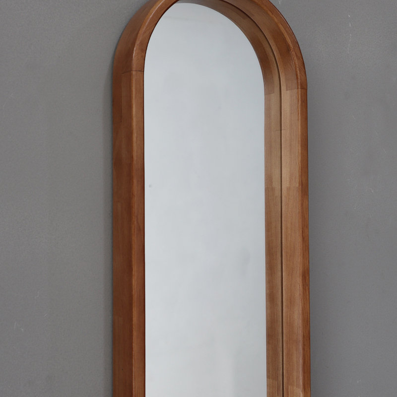 Wood Frame Vertical Oval Decorative Mirror