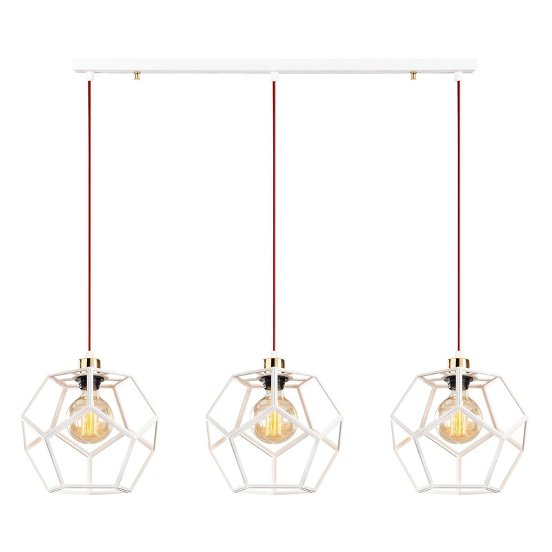 Luminaire suspendu géométrique à 3 lumières pour îlot de cuisine Haxby, Blanc