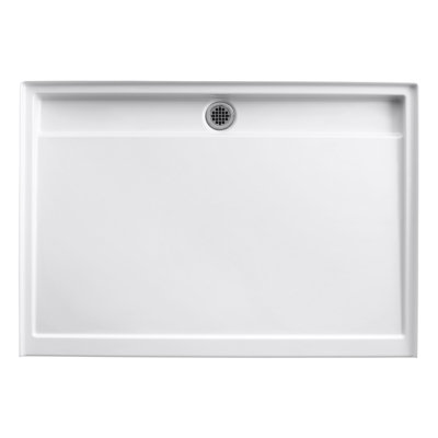 Base de douche en alcôve à seuil simple en acrylique l 60 po x P 42 po avec drain central arrière Groove