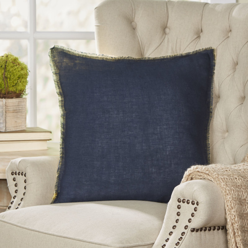 Housse de coussin victoria, H 22 po x l 22 po x P 0,25 po, Bleu / jaune