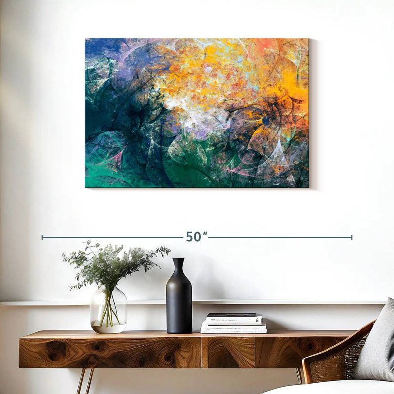 Abstrait artistique vert Avery, H 24 po x l 36 po