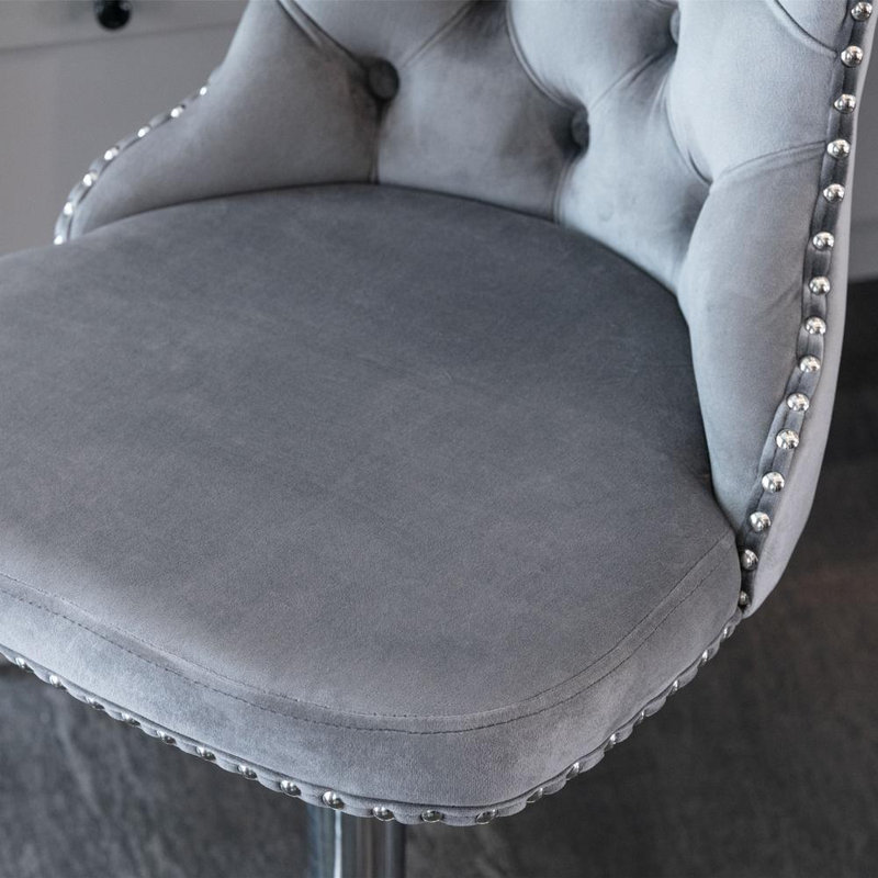 Glamorous Velvet Swivel Stools, Gray