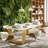 71-Inch Soft White Executive Desk with Gold Metal Frame, Rectangular MDF Work Surface