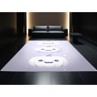 Tapis bleu moelleux moelleux à motif abstrait moderne et contemporain Fanelli
