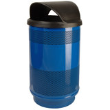 Stadium Series Perforated Metal Steel Open Outdoor Trash/Recycling Bins - 55 Gallons