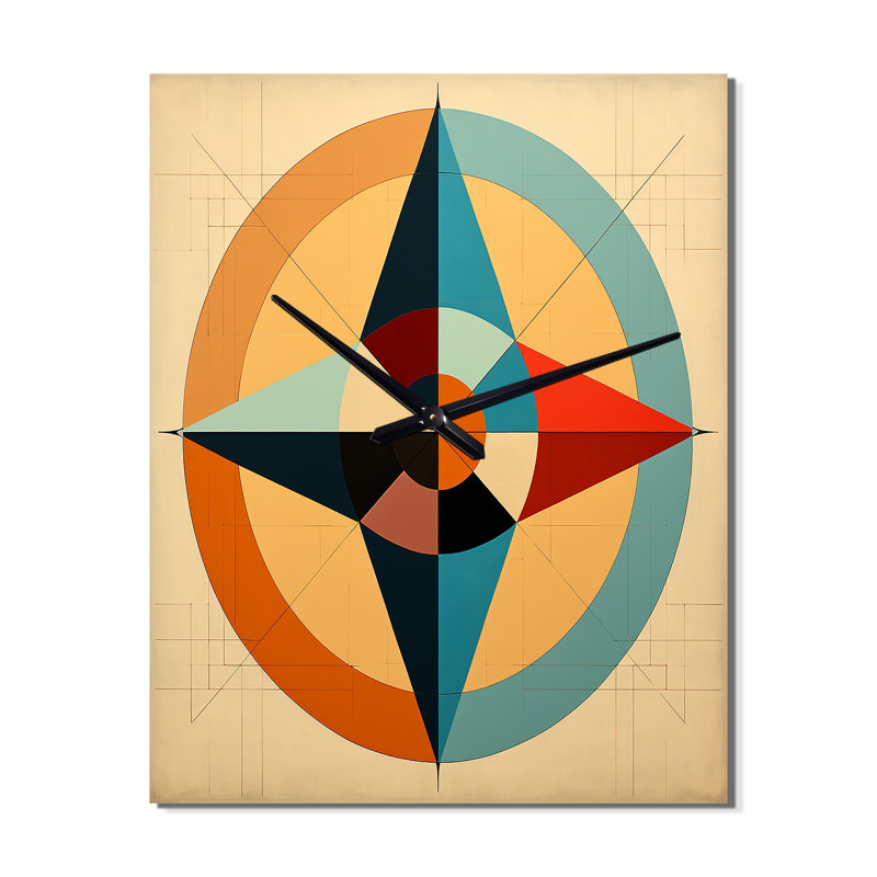 Mid-Century Compass Abstract Vintage Geometrics - Horloge murale abstraite Mid-Century, H 28 po x l 12 po x P 1 po