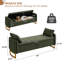 Banc de rangement moderne Lunara 66"W, capitonné, motif Teddy, à placer au pied du lit, avec pieds dorés, poche pour accoudoir et 2 coussins.-343922331-346524066