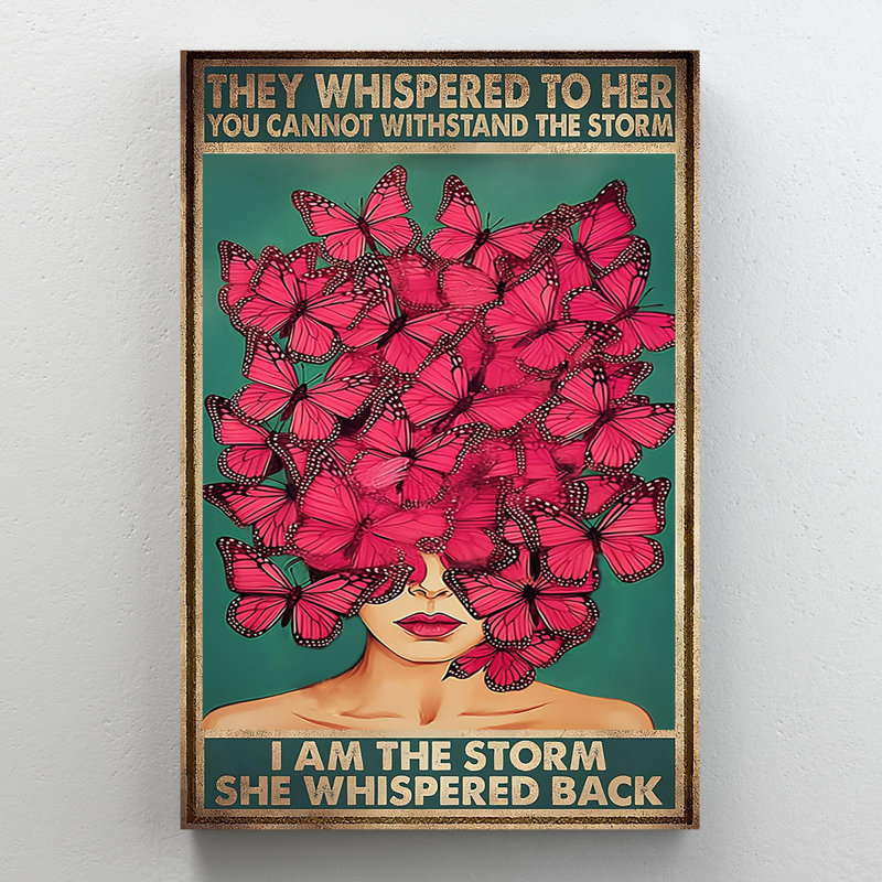 Papillon rose «I Am The Storm», H 36 po x l 24 po x P 1,25 po